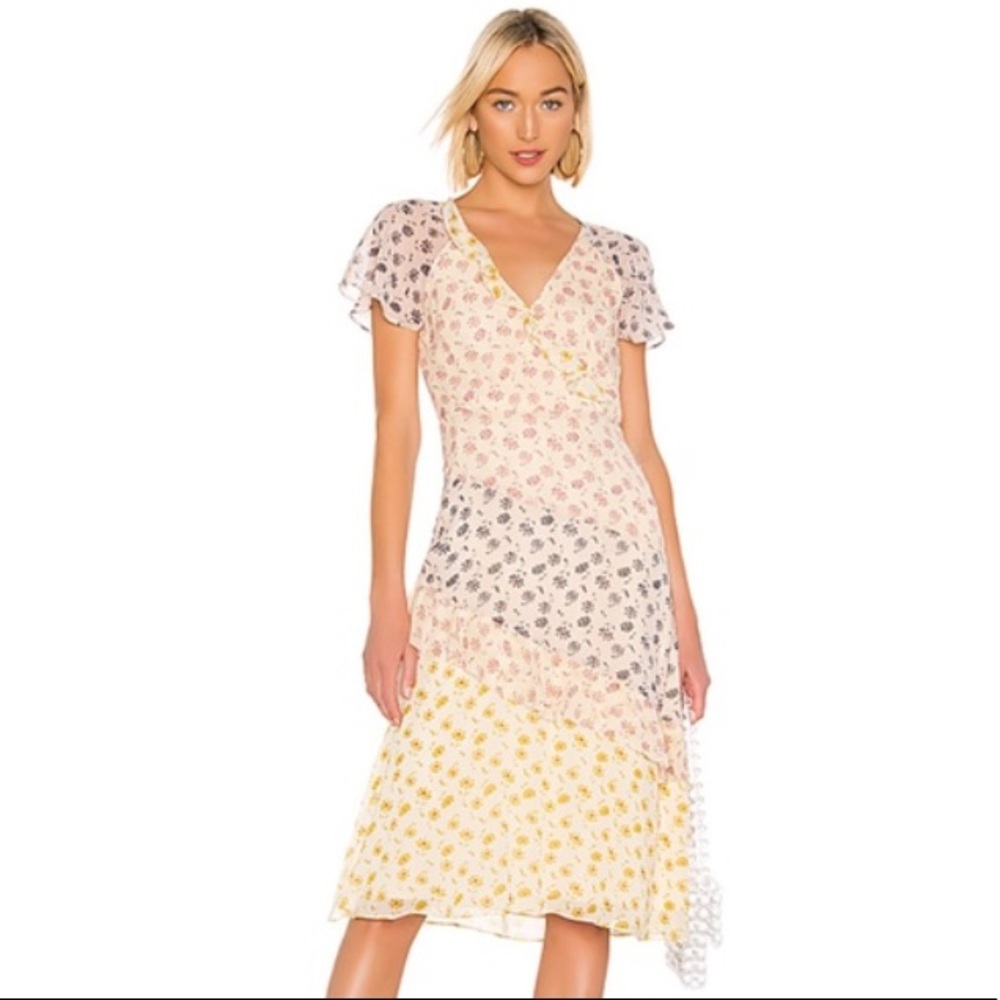 Joie Orita B Floral Ruffled Silk Midi Dress Size 12